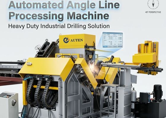 تستخدم لأطر الفولاذ Cnc زاوية الحفرة خط آلة الفولاذ مع النظام الهيدروليكي
